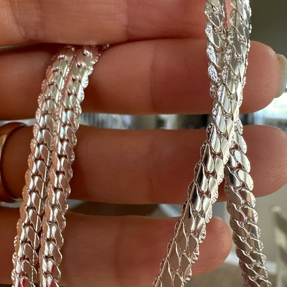 Men’s Women’s Silver Plated 5mm Chain Necklace 19”